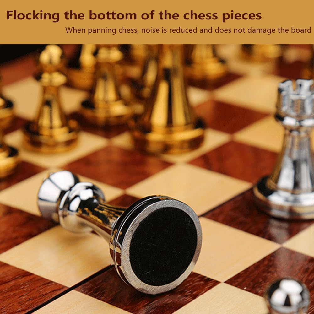 CPDES Large Retro Metal Chess,Folding Chess Board,Luxury Chess Is Perfect for Giving to Family or Friends, Style 2 image number 1