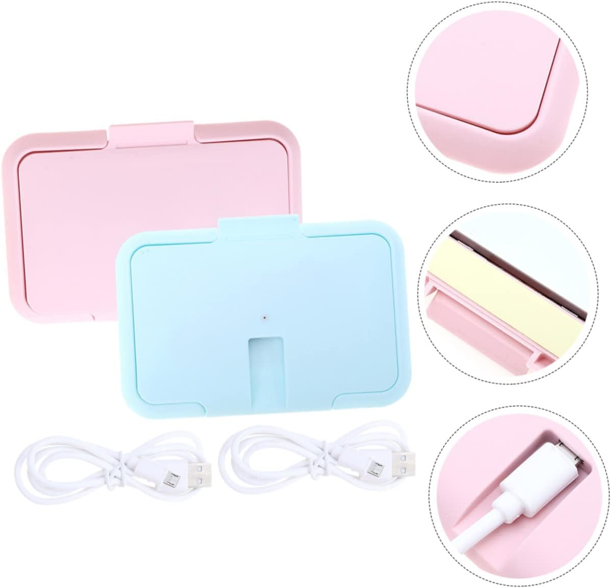 KOMBIUDA 2Pcs Portable Wipe Warmers USB Heater Dispenser for Car and Travel Keeps Wet Tissue at Comfortable Temperature for Diaper Changing image number 6