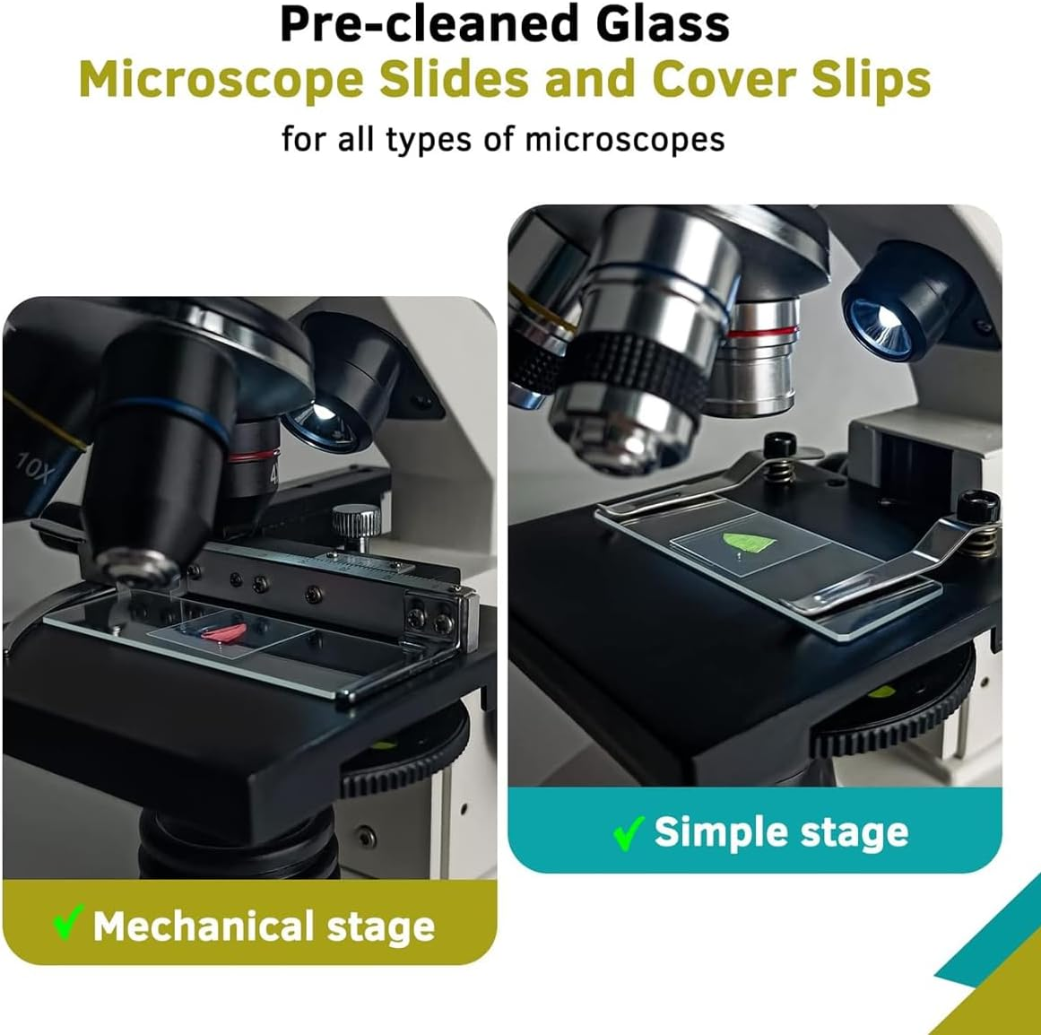 AIMALL Premium Microscope Cover Slips, Standard Pre-Cleaned Glass Slides, Set of 200, Size: 22 Mm X 22 Mm and 1" X 3" image number 6