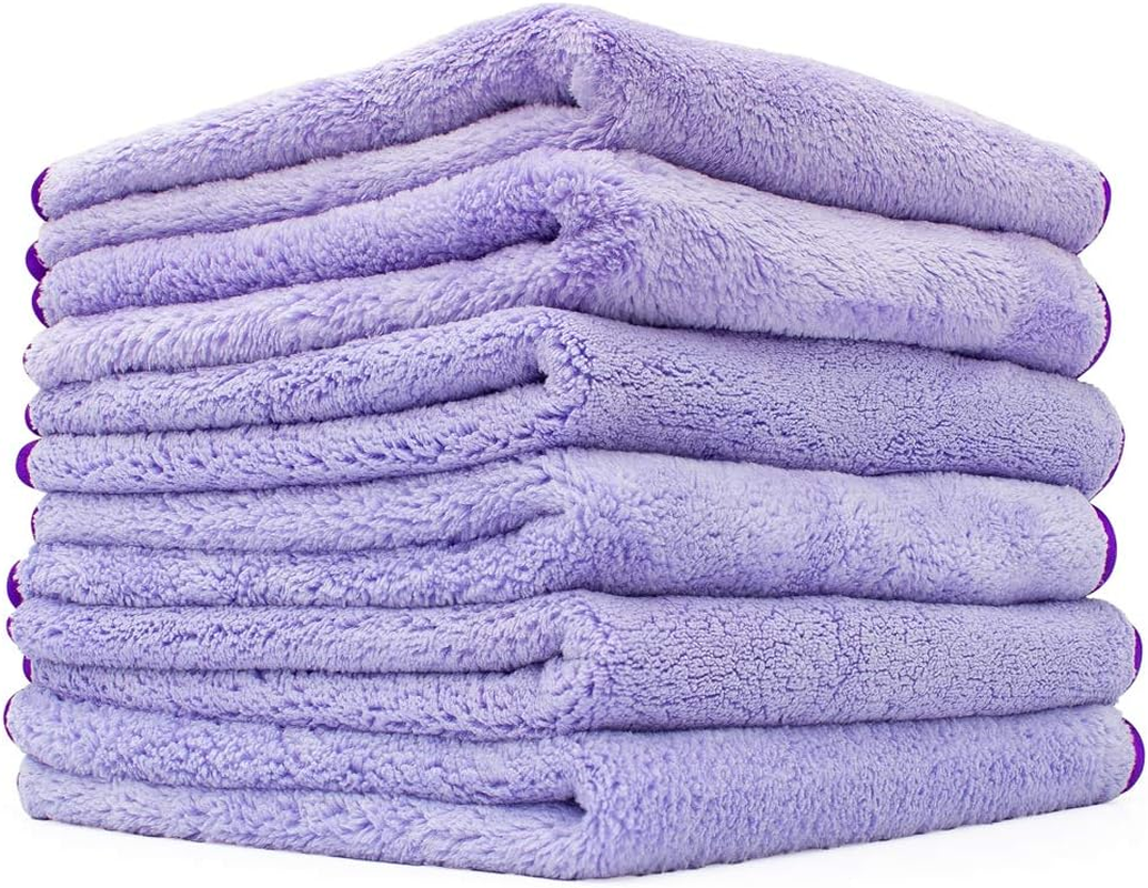 The Rag Company - Minx Royale - Professional Microfiber Detailing Towels, Premium 70/30 Blend, Super Plush, Rinseless & Waterless Wash, Buffing & Polishing, 400Gsm, 16In X 16In, Lavender (6-Pack) image number 2