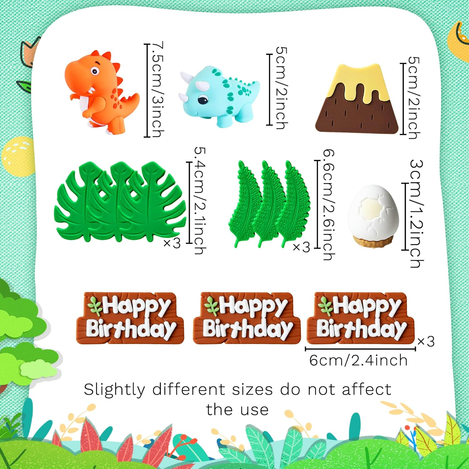 Jevenis Luxury Little Dinosaur Cake Decorations Dinosaur Cupcake Topper Green Rex Three Dino Cake Toppers for Birthday Baby Shower Party Supplies - Brown image number 6