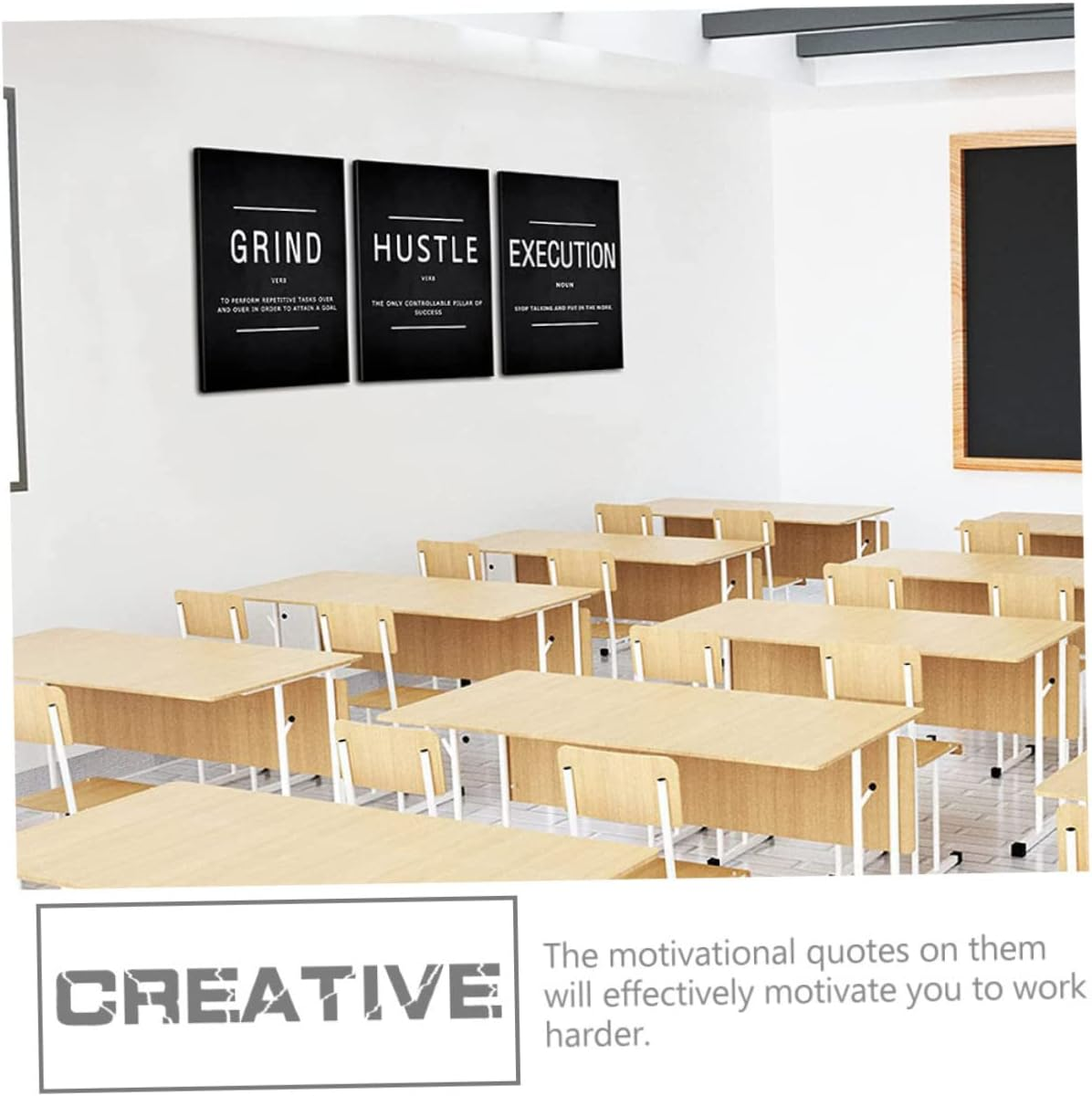 ETHZZLE Inspirational Non-Woven Wall Art Motivational Quotes Poster 3Pcs Set Artistic Home Office Decoration Wall Hanging for Work and Business