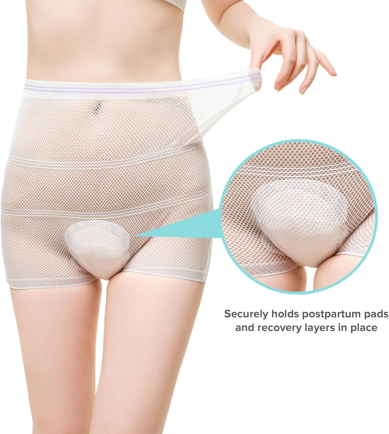 Cubble 5 Pack Mesh Postpartum Underwear | Stretchable, Disposable, Attach Maternity Pads, Aids Birth Recovery for Delivery, Surgical, Traveling image number 6