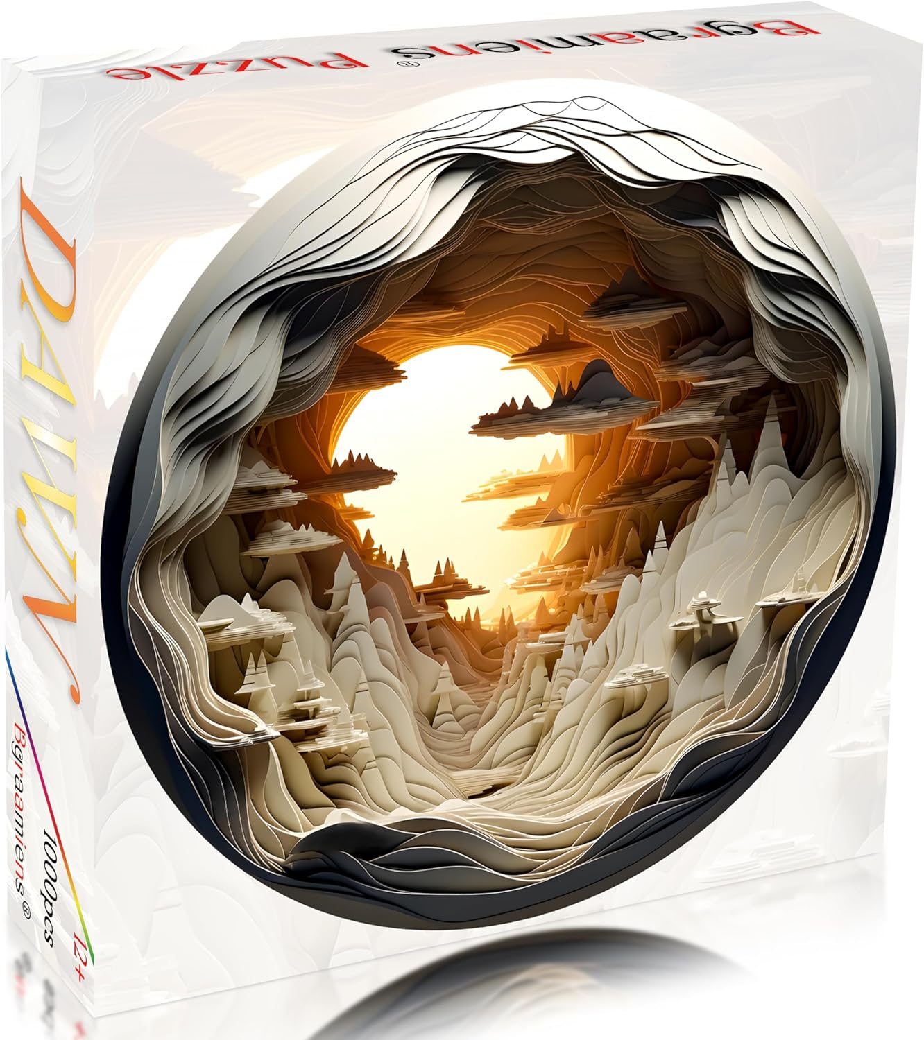 Bgraamiens Puzzle-Dawn- 3D Visual Dawn inside a Cave 1000 Pieces round Puzzle for Adult, Hard Challenge Puzzle for Adult