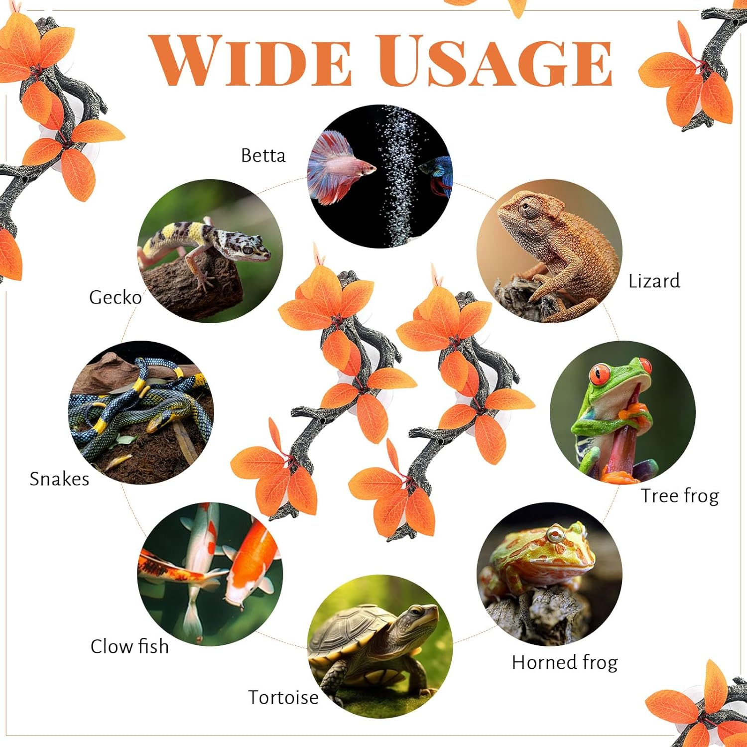 2Pcs Reptile Corner Branch, Reptile Climbing Decor Snake Climbing Branch, Reptiles Tank Accessories Terrarium Decorations Tree Branchs (Red)