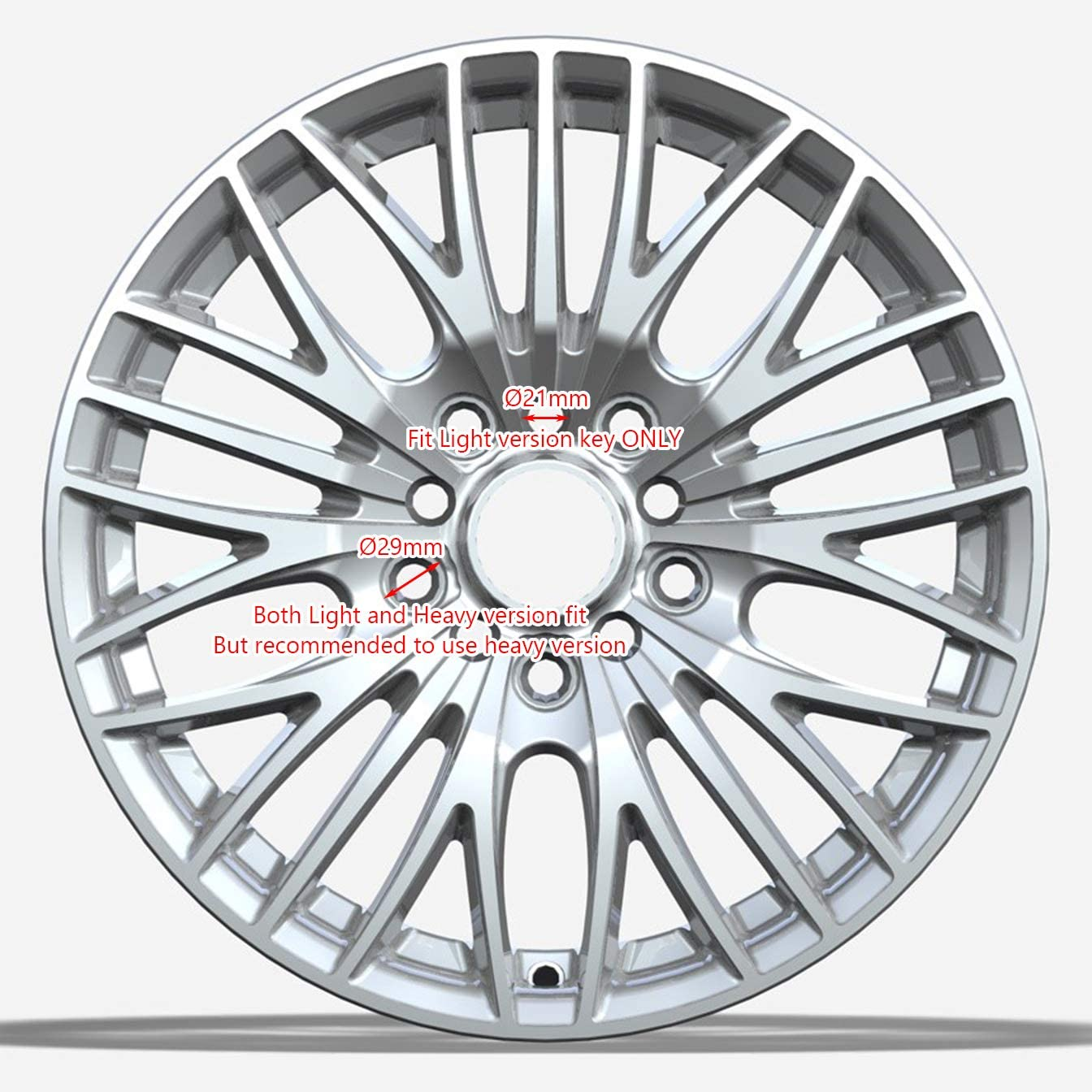 WHEEL CONNECT Lug Nuts Key for 6 Spline Drive Lug Nuts and Bolts with Shank Diameter 17.3Mm. Spline Socket, Chrome Finish, Light Version. image number 2