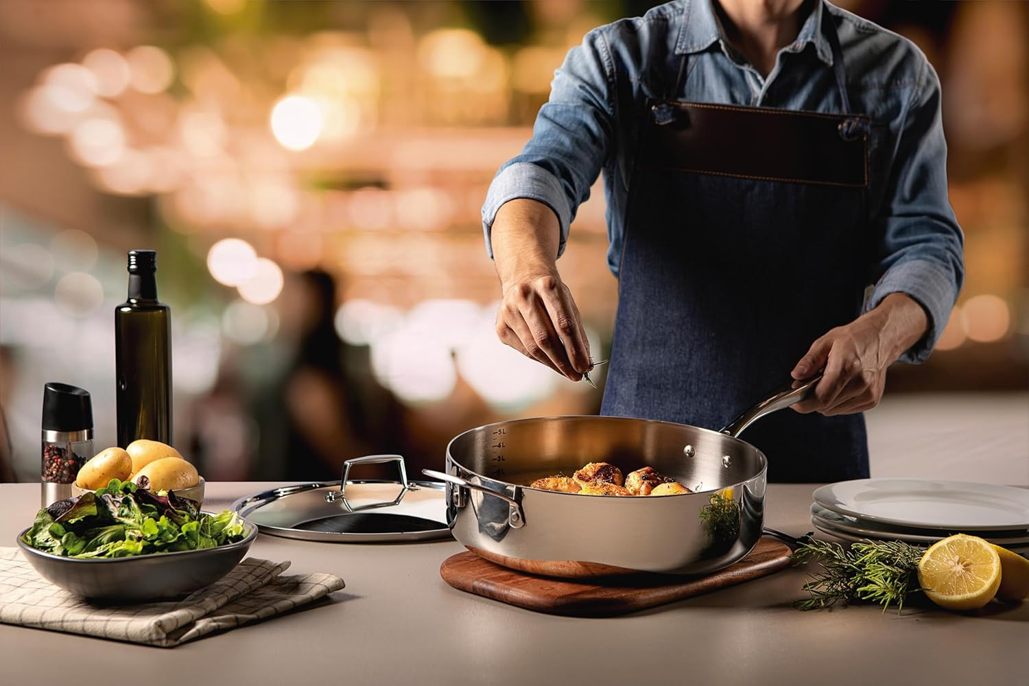 Tramontina Grano Stainless Steel Frying Pan with Tri-Ply Body, 30 Cm Diameter image number 6