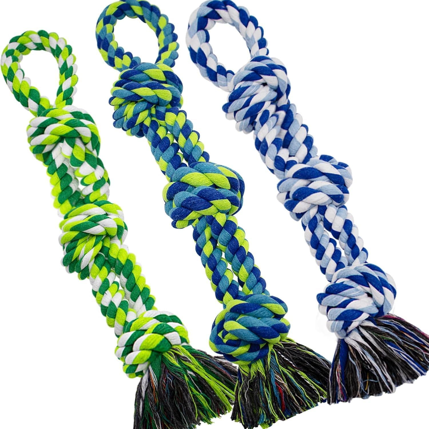 [3 Pack] Dog Rope Toys, Indestructible Dog Toys for Large and Medium Aggressive Chewers, Heavy Duty Dog Rope Toy for Large Breed, Cotton Tug of War Dog Chew Toys for Boredom, Teeth Cleaning image number 5