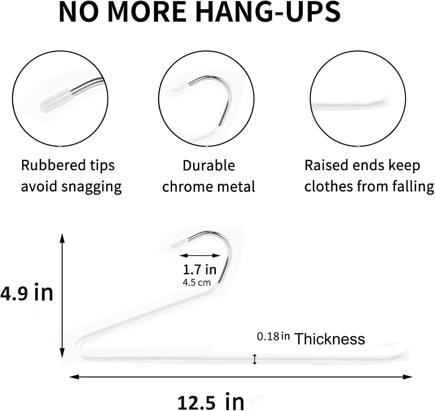 10 Pack Pants Hangers,Swan Neck Z-Shaped Space Saving Hangers for Pants with Non-Slip Rubber Coating,Open-Ended Metal Trouser Hangers for Pants,Skirt,Blankets,Closet Organisation (White) - White image number 6