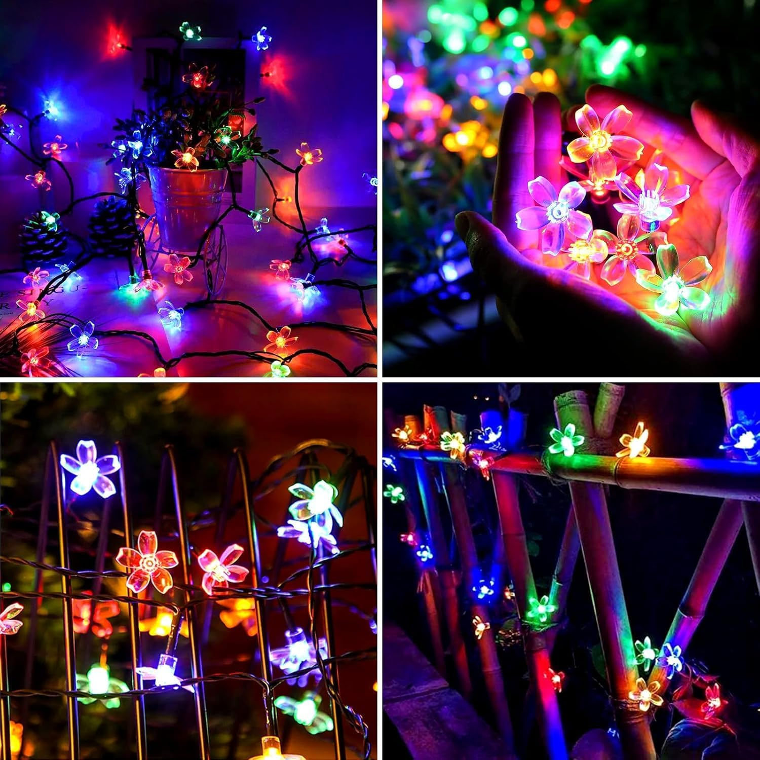 Solar String Lights Garden, 23Ft 8 Modes 50 LED Blossom Solar Powered Fairy Lights Waterproof Outdoor Flower String Lights for Patio, Yard, Home, Lawn, Party Decorations (Multicolor, 7M 50Leds) image number 5
