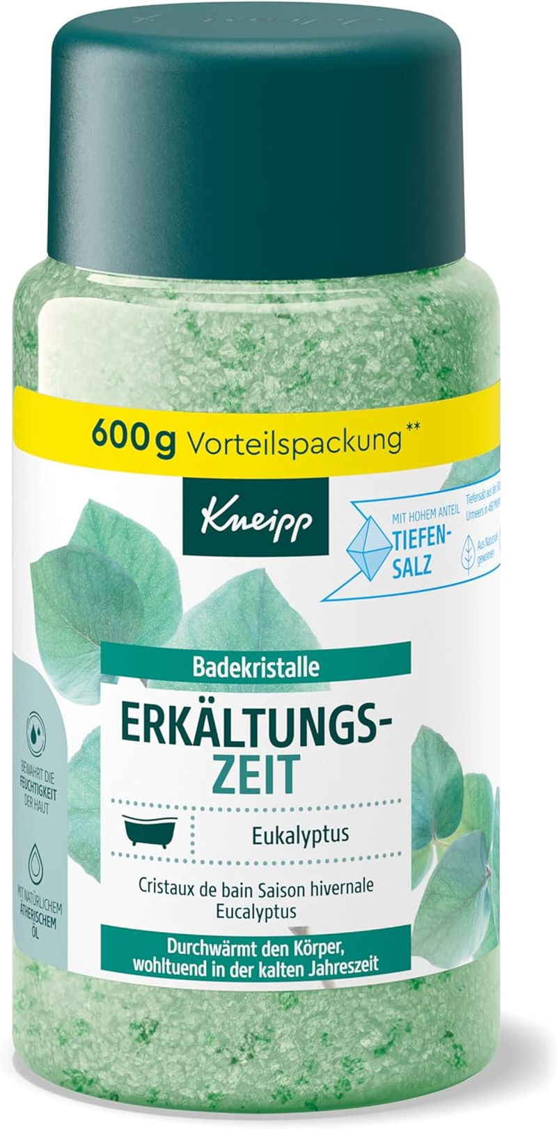 Kneipp Bath Crystals Cold Time - Bath Salt Storage Pack with Natural Deep Saline from Luisenhall & Essential Oils from Eucalyptus & Mint - Aromatic Effect - 600 G image number 3