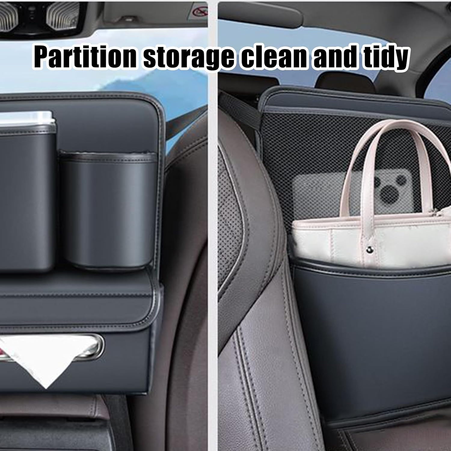 Car between Seat Organizer - Automotive Handbag Tissue Holder - Car Interior Handbag Organizer for Water Cup Tissue Umbrella Road Trip Document Storage Men Women Family Outing image number 6