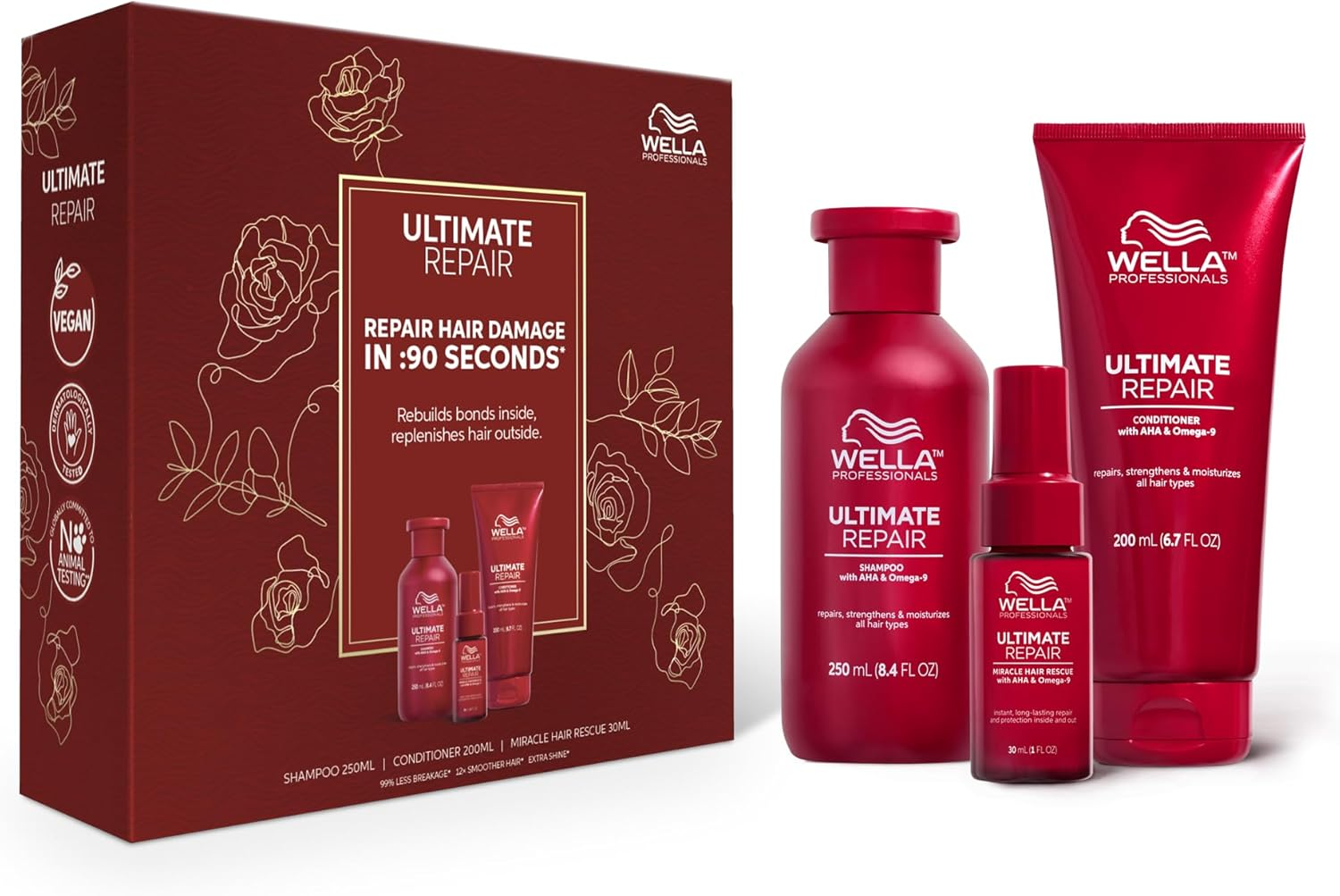 Wella Professionals Premium Care Ultimate Repair Trio Set, with Shampoo 250Ml / Conditioner 200Ml / Miracle Rescue 30Ml - Limited Edition image number 1