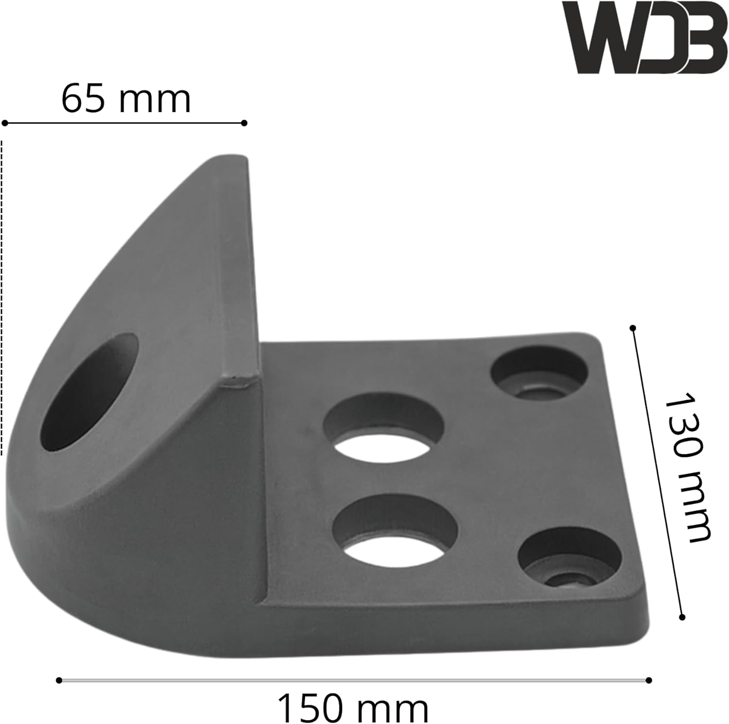 WDB Door Stop Floor 150 X 130 Mm, Black, 1 Set of 1 Piece, Galvanised Steel & Rubber, Suitable for Swing Gates & Heavy Doors image number 3