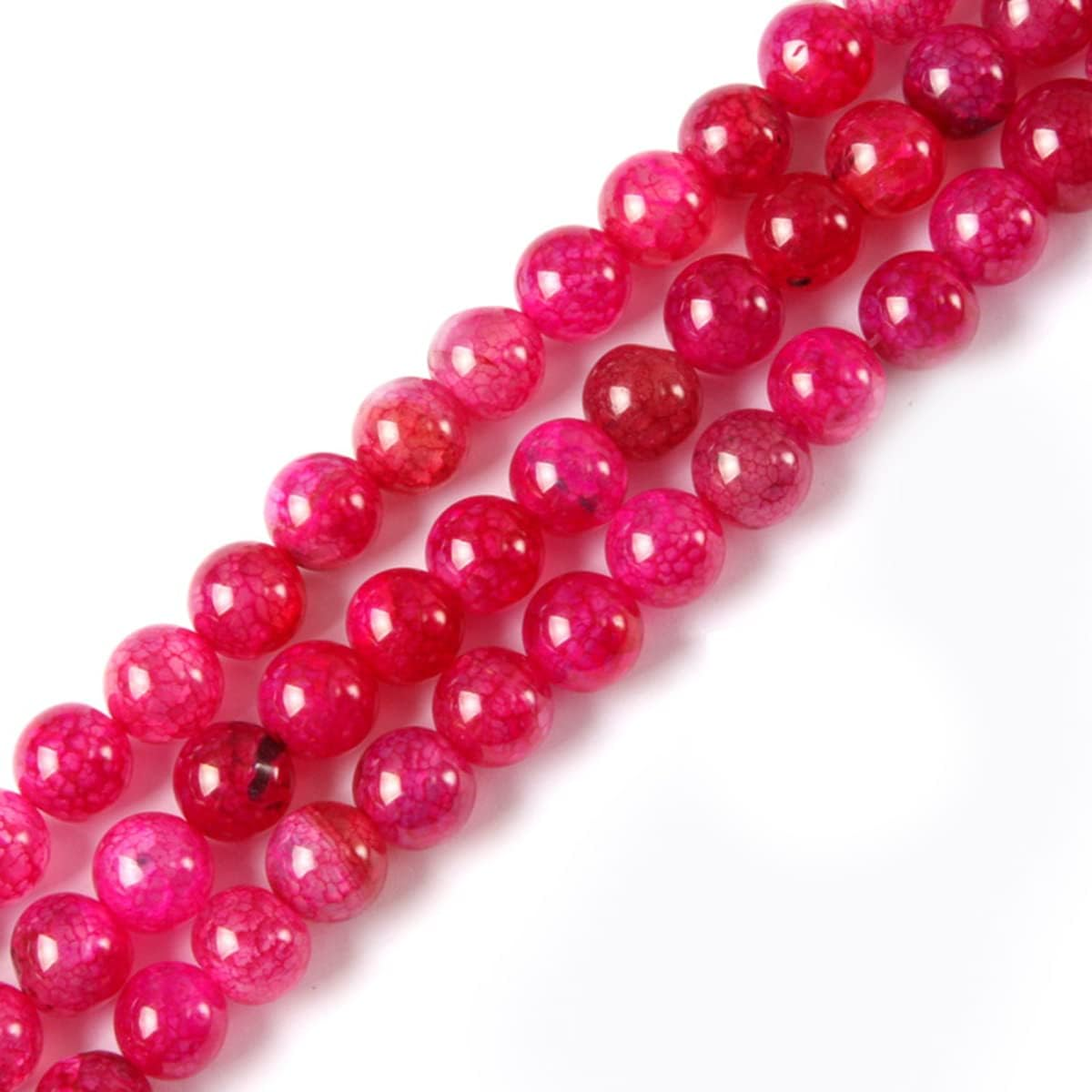 (10Mm/Pink) - Gem-Inside 6Mm 8Mm 10Mm 12Mm round Plum Crackle Agate Beads Strands 15 Inches