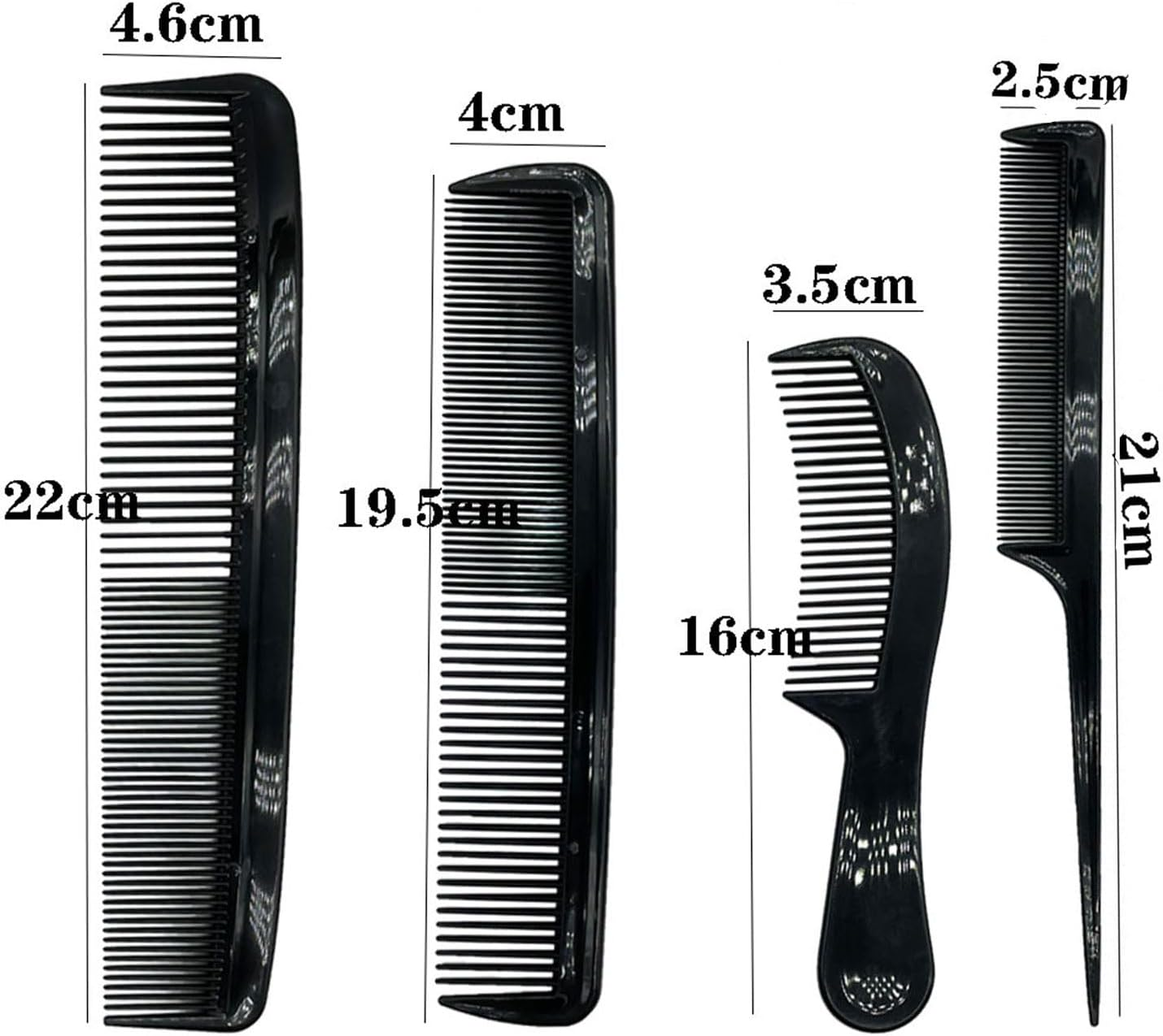 4 Piece Professional Comb Set Fine Pro Tail Combs, Dresser Hair Comb Styling Comb - Premium Grade for Men and Women - Parting Teasing and Styling (Black, One Size) image number 3