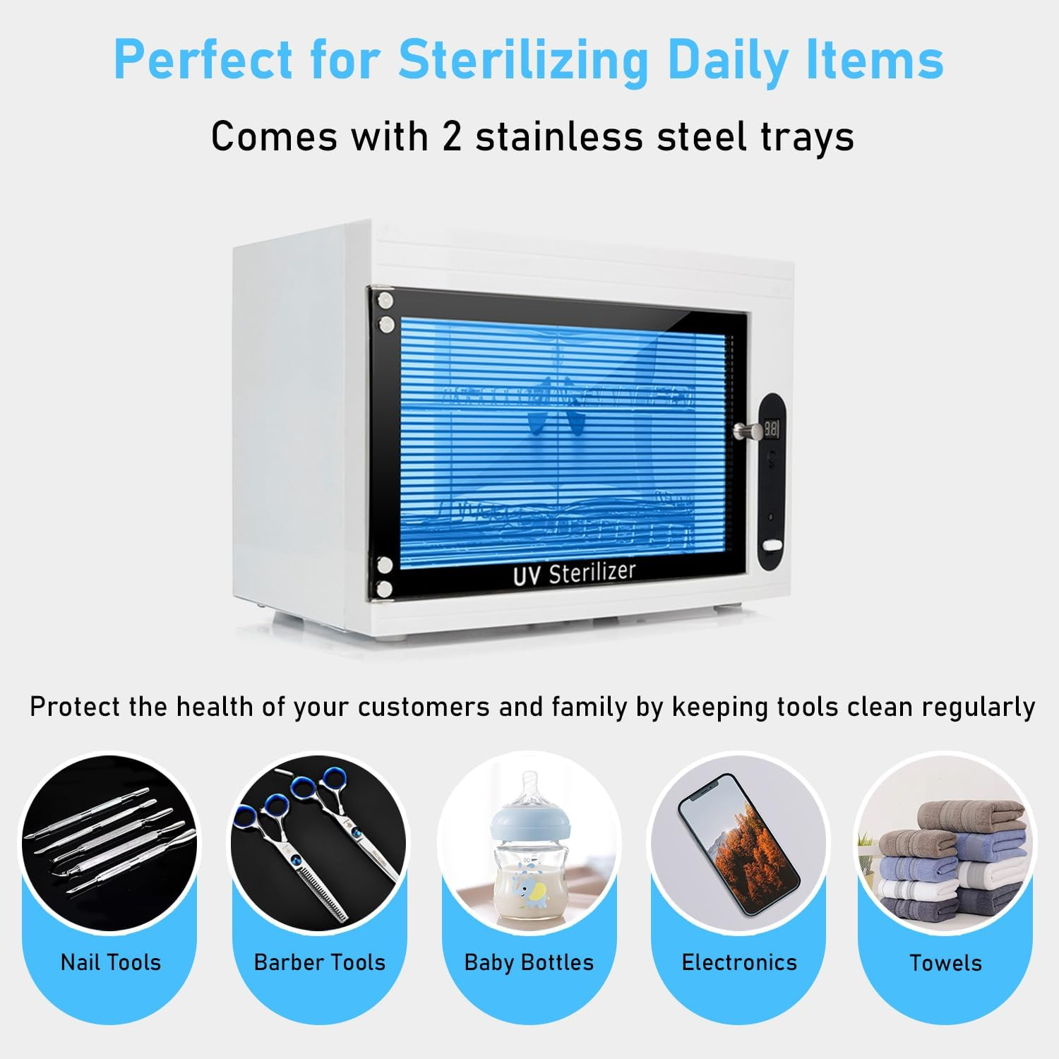 8L UV Cleaning Cabinet, High Capacity Nail Tool Cleaning Machine with Timer for Bottle Manicure Spa Barber Tool Equipment Cleaning image number 2