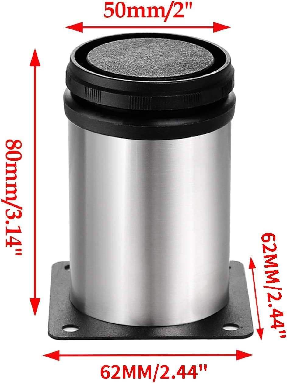 Set of 4 Stainless Steel Furniture Legs 4.7 Inch, Adjustable round Cabinet Legs 2" Dia Kitchen Feet, Metal Replacement Legs for Cabinet Sofa Couch Shelves Table image number 5