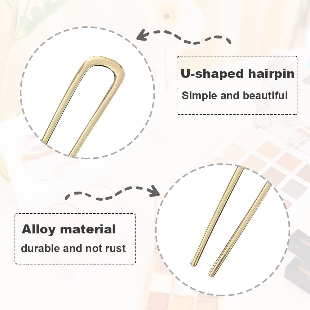 Metal Hair Pin U Shape Vintage Hair Pin for Longer and Thicker Hair Metal Hair Fork Updo Metal Hair Clips Hair Pins (2 Colors) image number 5