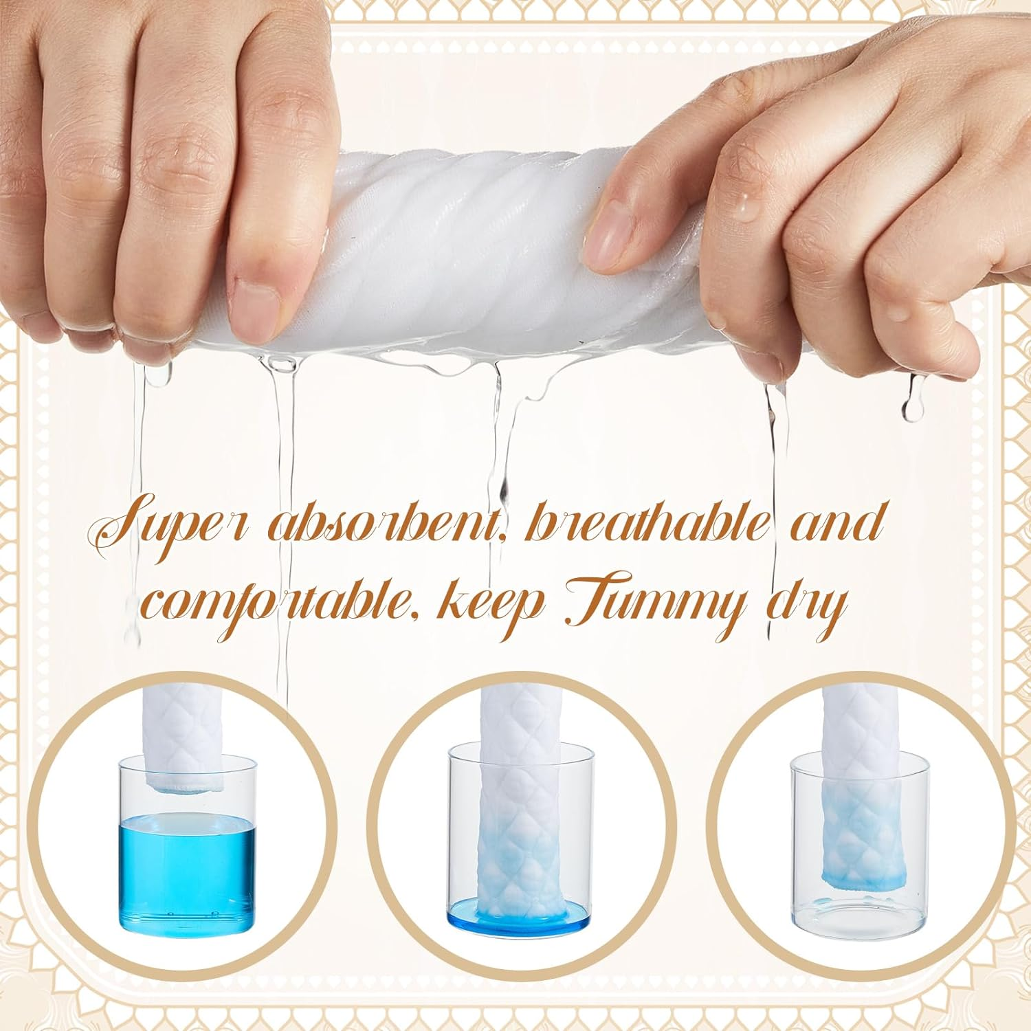 Wesnoy 10 Pcs Tummy Liners for Sweat Rash Cotton under Belly Sweat Liners plus Size under Belly Perspiration Absorber Pads Belly Band for Skin Rash, White, Xx-Large image number 4