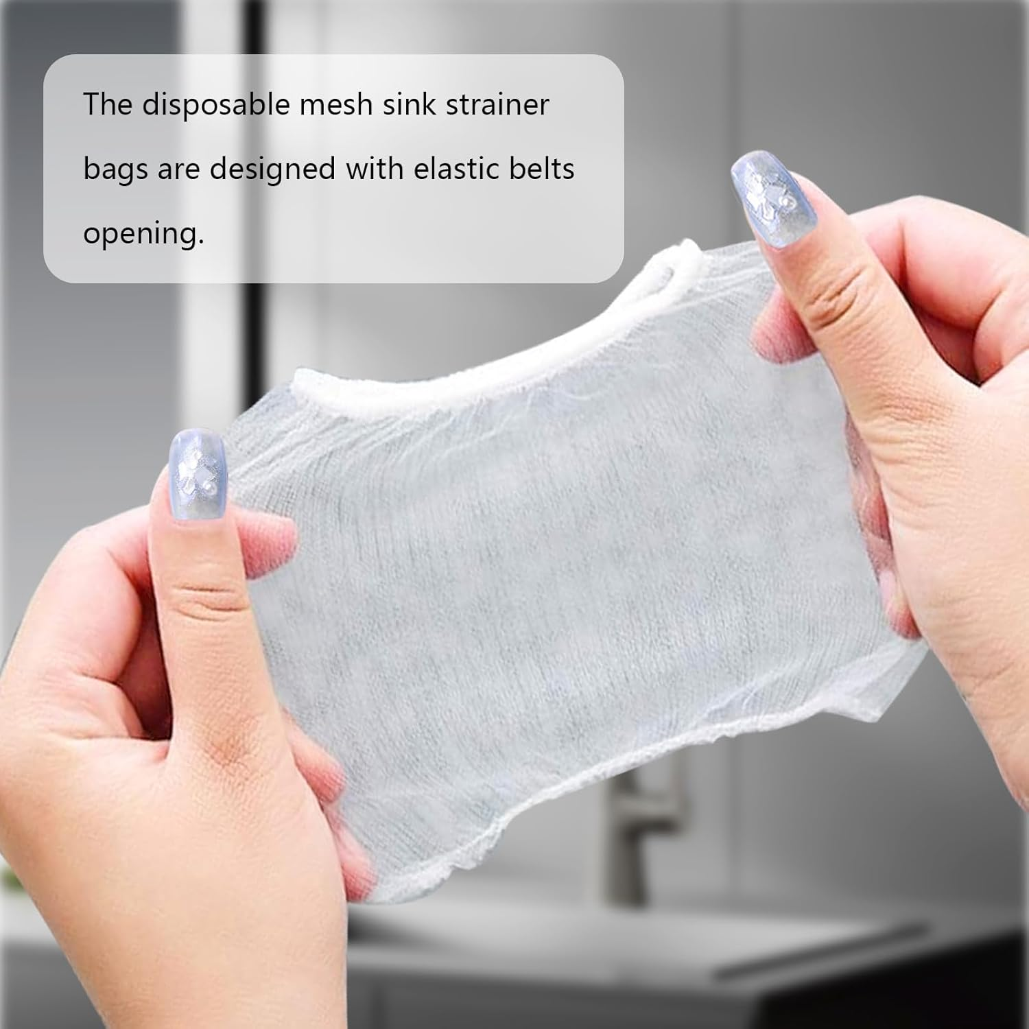 100PCS Kitchen Sink Mesh Straine with a Hanging Pull-Out Storage Box, Sink Strainers for Kitchen Sink Food Catcher Disposable Drain Covers, Drain Strainer, anti Clogging Elastic Kitchen Sink Strainer image number 3