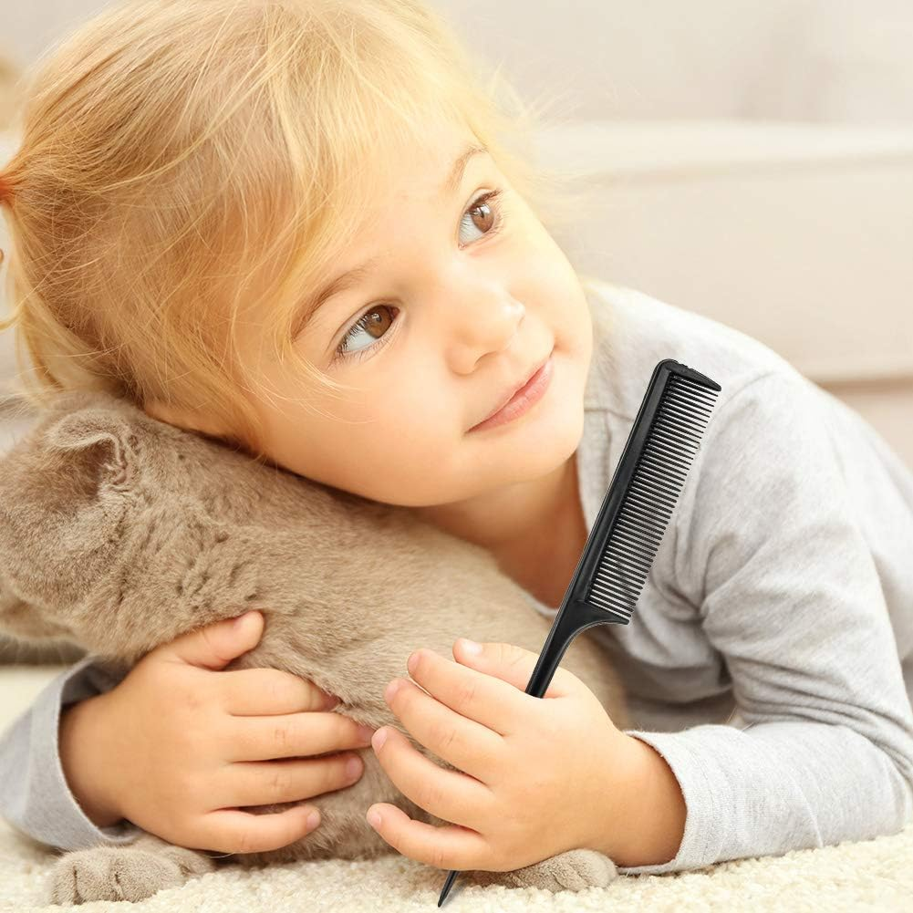 5 Pieces Hair Brush Set Detangling Brush Paddle Brush round Hair Brush Tail Comb Wet Dry Brush for Women Men Hair Styling (Black) image number 1