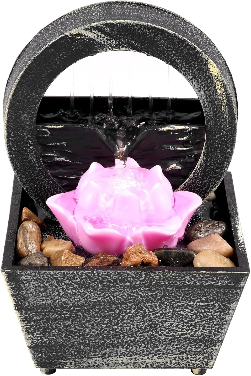 Fxvhojq Tabletop Fountain Mini Indoor Water Fountain LED Fountain Sound Relaxation Fountain Ornament Tabletop Fountains Indoor for Home Living Room Home/Office Decor (Lotus Flower) image number 6