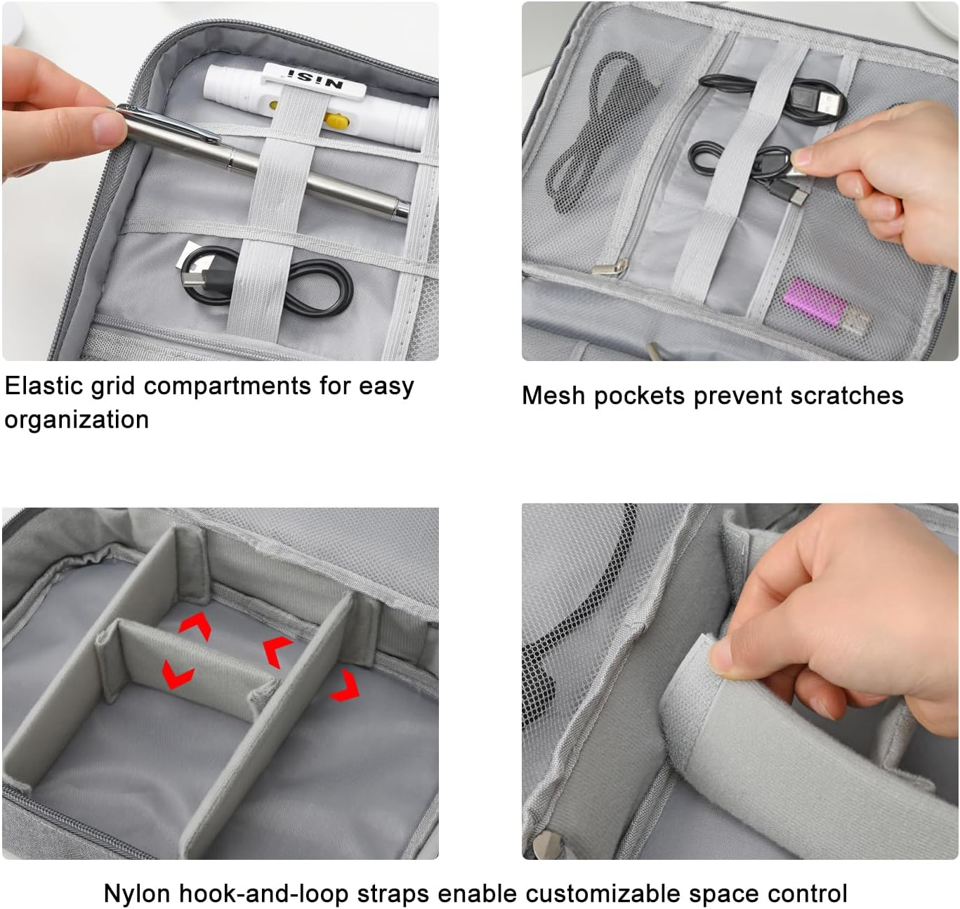 Beleeb Electronics Travel Organiser Case for USB, Power Bank, Ipad, Laptop, Earbuds, Memory Card, Power Cord and Other Small Essential Accessries, Oxford Fabric image number 3