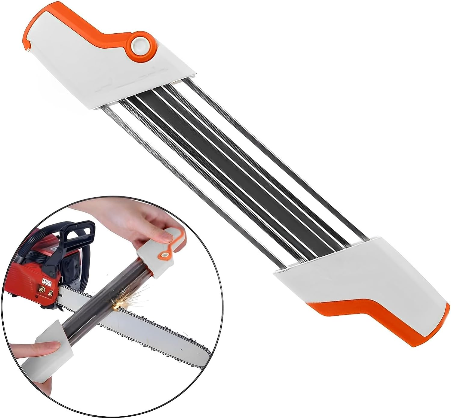 Chainsaw Sharpener 2 in 1 Design, Easy File Chain Saw Sharpener Tool for 0.325'' Pitch - 3/16" (4.8Mm) File Diameter Sharpening Tool image number 1