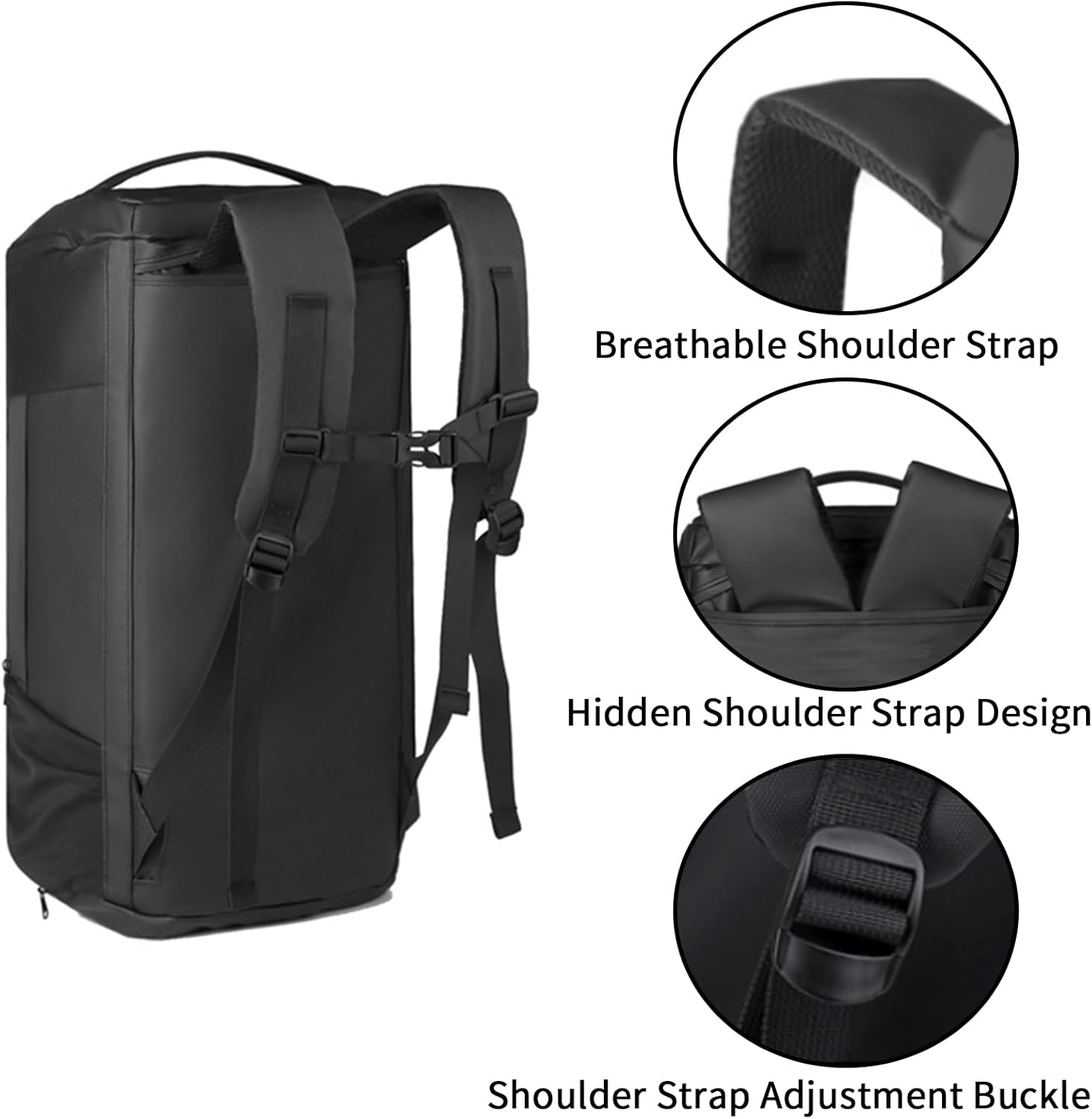 45L Large Gym Bag Sport Duffle Backpack for Men Women, Water Resistant Fitness Sport Tote Bags Travel Weekend Overnight Carry on Bag with Shoe & Wet & Insulation Pocket & Laptop Compartment image number 4