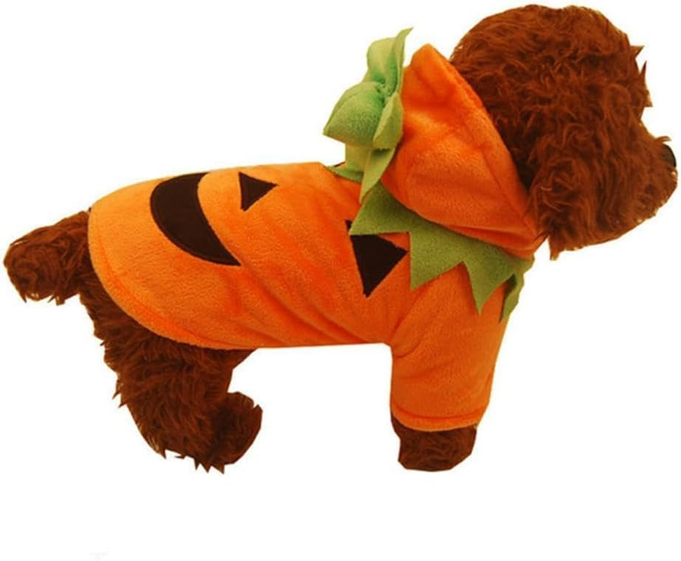 Pet Halloween Pumpkin Costume,Dog Cat Cosplay Outfits Clothes Fleece Hoodie Sweater Coat Halloween Costumes