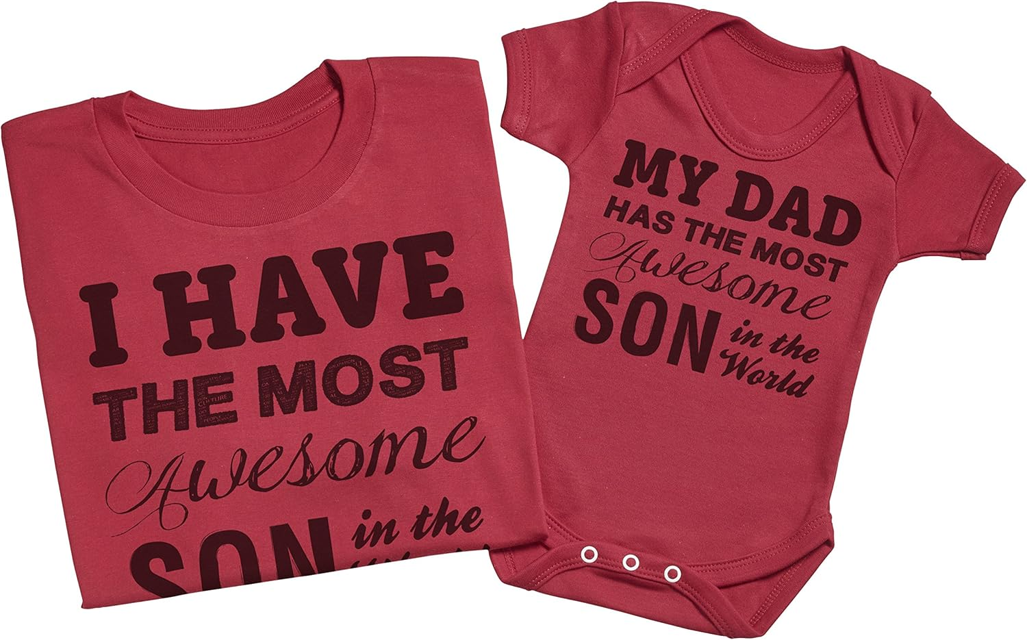 Zarlivia Clothing Most Awesome Son - Matching Father Baby Gift Set - Mens T Shirt & Baby Bodysuit - Grey - Xx-Large & 6-12 Months image number 3