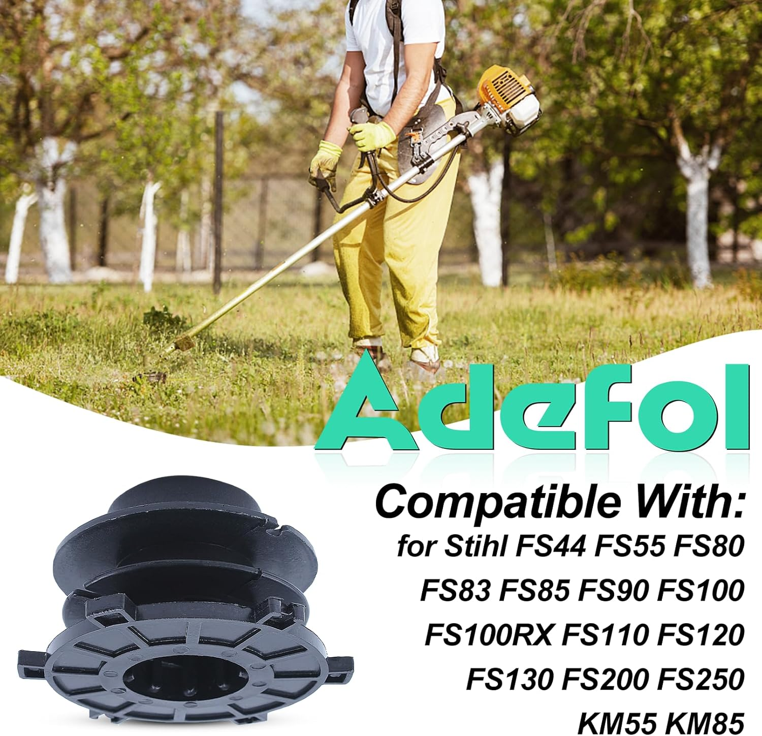 Adefol String Trimmer Parts Head Spool and Cover Cap 6Pcs Kit for STIHL FS44 FS80 FS83 FS85 FS90 FS100 FS110 FS120 FS130 FS200 with Spring, Line Feed Eyelet Accessories image number 2