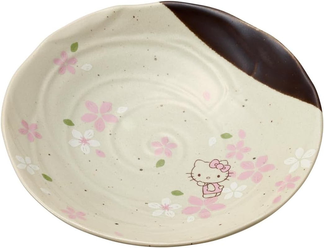 Skater CHMD3-A Mino Ware Deep Plate, Hello Kitty Sakura, Sanrio, 8.4 X 1.5 Inches (21.3 X 3.7 Cm)