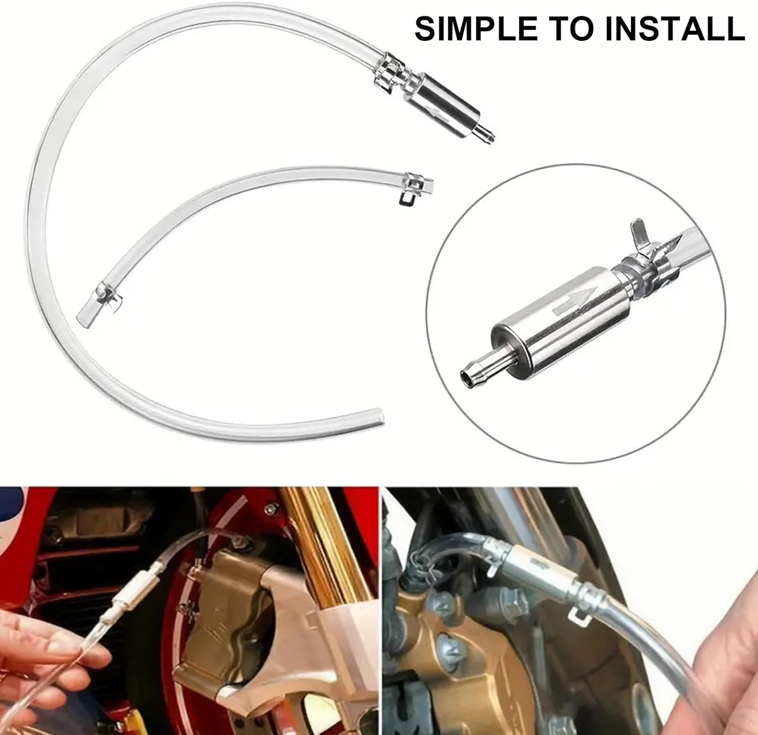 Brake Bleeder Hose One Way Check Valve Tube, Brake Fluid Flushing Bleeding Tool Kit for Car Motorcycle Clutch