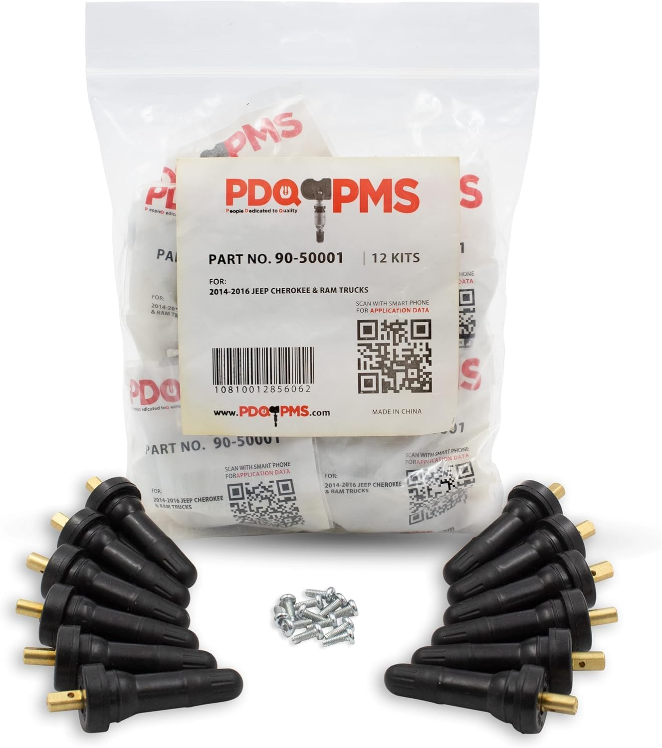 Wheel Accessories Parts PDQ Brand TPMS 12 PC OEM Sensor Service Kit Snap-In Tire Rubber Valve Stems Fits Jeep Cherokee 2014-Pres Ram 1500 2014-2017 1500 Classic 2019-Pres 2500 3500 2014-Pres image number 6