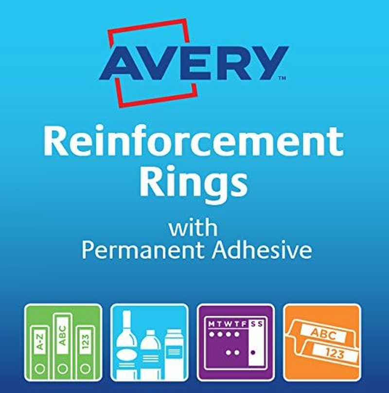 Avery Reinforcement Rings, 13 Mm Diameter, Clear, 500 Labels (934241)
