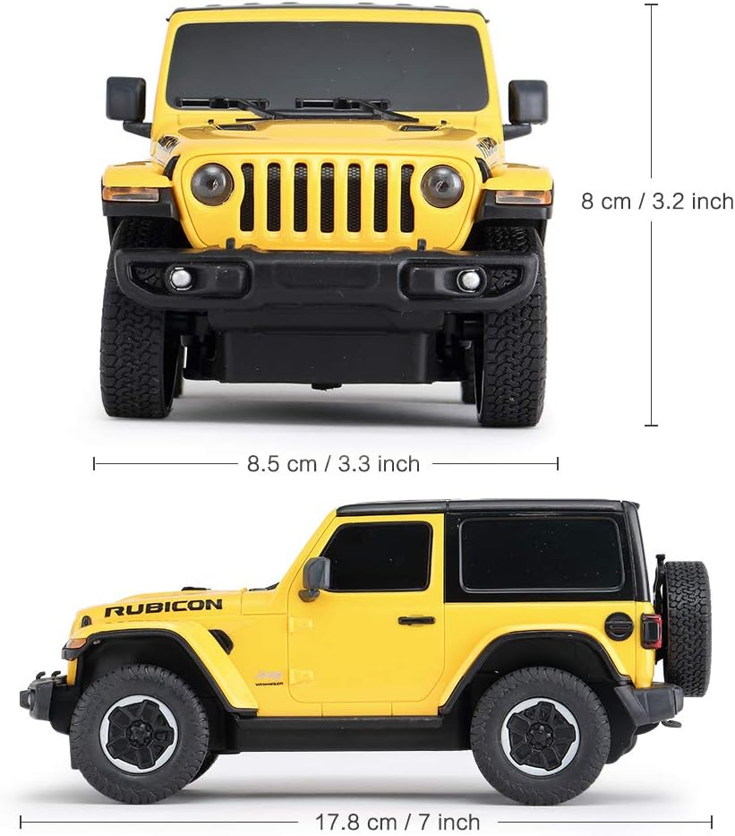 Jeep Wrangler Toy, Rastar 1/24 Scale Jeep Wrangler JL Remote Control RC Car, Jeep Rubicon Model Vehicle for Kids, Yellow image number 3