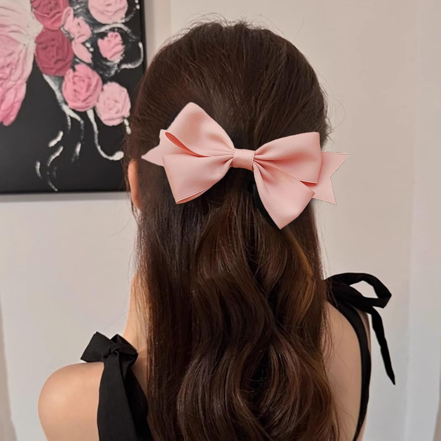 Hair Bows for Women Bow Hair Clips Silky Satin Bow Clips Cute Hair Bow Clips French Hair Band Bow Wedding Bow Hair Bow Barrette Bowknot Hair Accessories Pink Red White