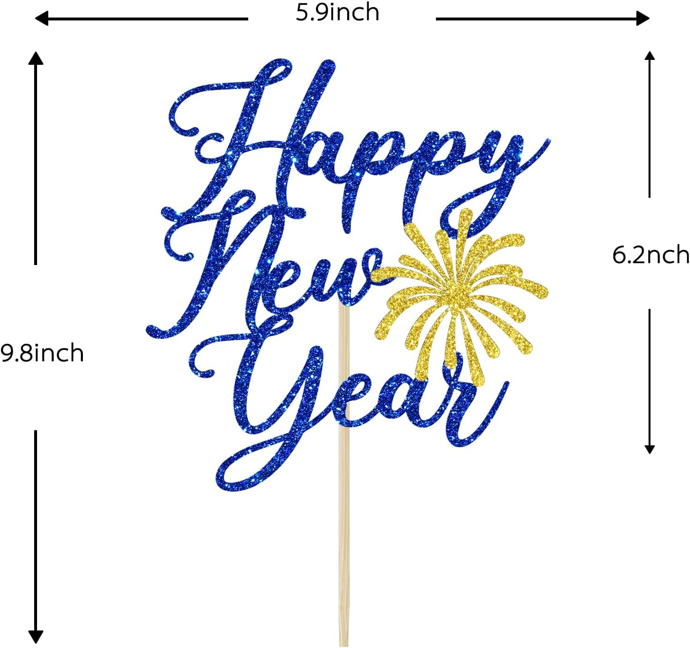 Happy New Year Cake Topper, 2025 Happy New Year Decorations, Hello 2025, Cheers 2025, New Years Eve Party Decorations Supplies, Blue Glitter