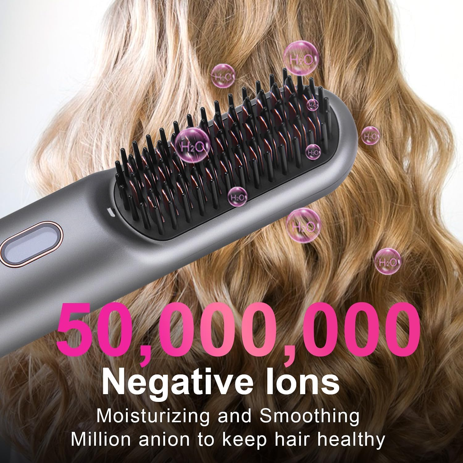 DESIPESI Cordless Hair Straightener Brush, Portable Negative Ion Hot Hair Brush, 12 Temperature Settings with Auto-Off Safety, 10000 Mah Large Battery & Mini to Carry Out (Grey) image number 6