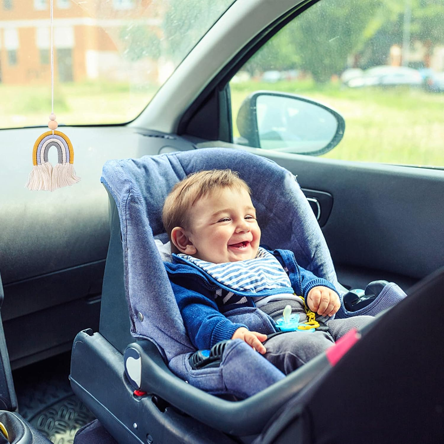 VICASKY 2Pcs Aromatherapy Pendant Handmade Car Accessories Hanging Decor Adorable Rainbow Hanging Air Freshener for Car