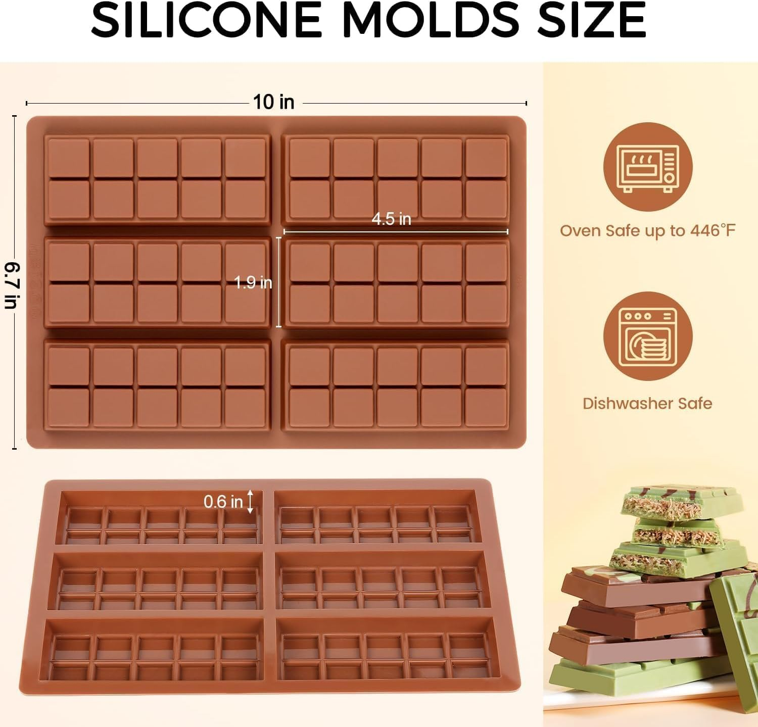 2 PCS Diamond Chocolate Moulds, Silicone Large Thick Silicone Molds, Deep Dubai Chocolate Molds for DIY Praline Baking, Holiday Gifts, Wedding Parties and More