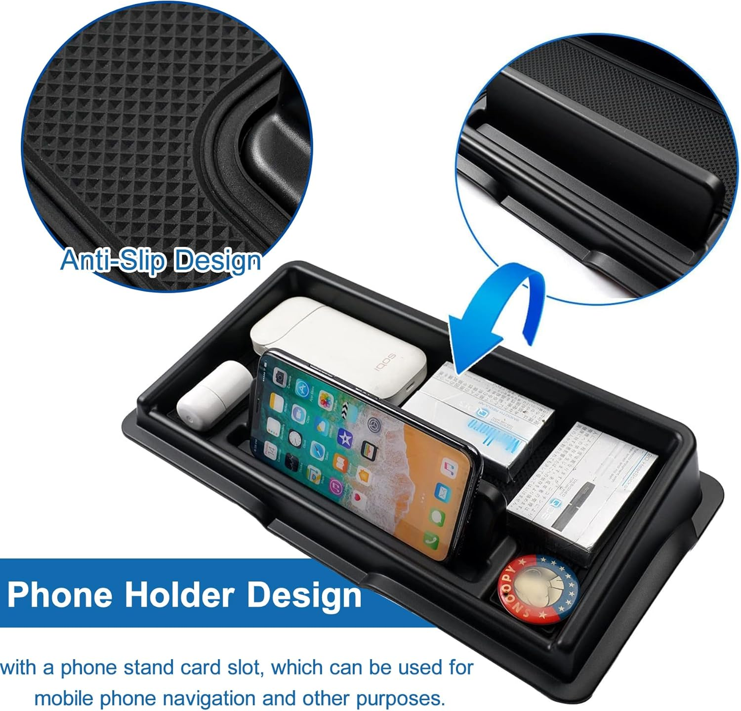 Center Console Organizer for Suzuki Jimny JB64 JB74 2019-2025 Dashboard Insert Tray, Dash Organizer Box for Phones, Keys & More, with Anti-Slip Mat, Dash Board Interior Accessories (Black) image number 3