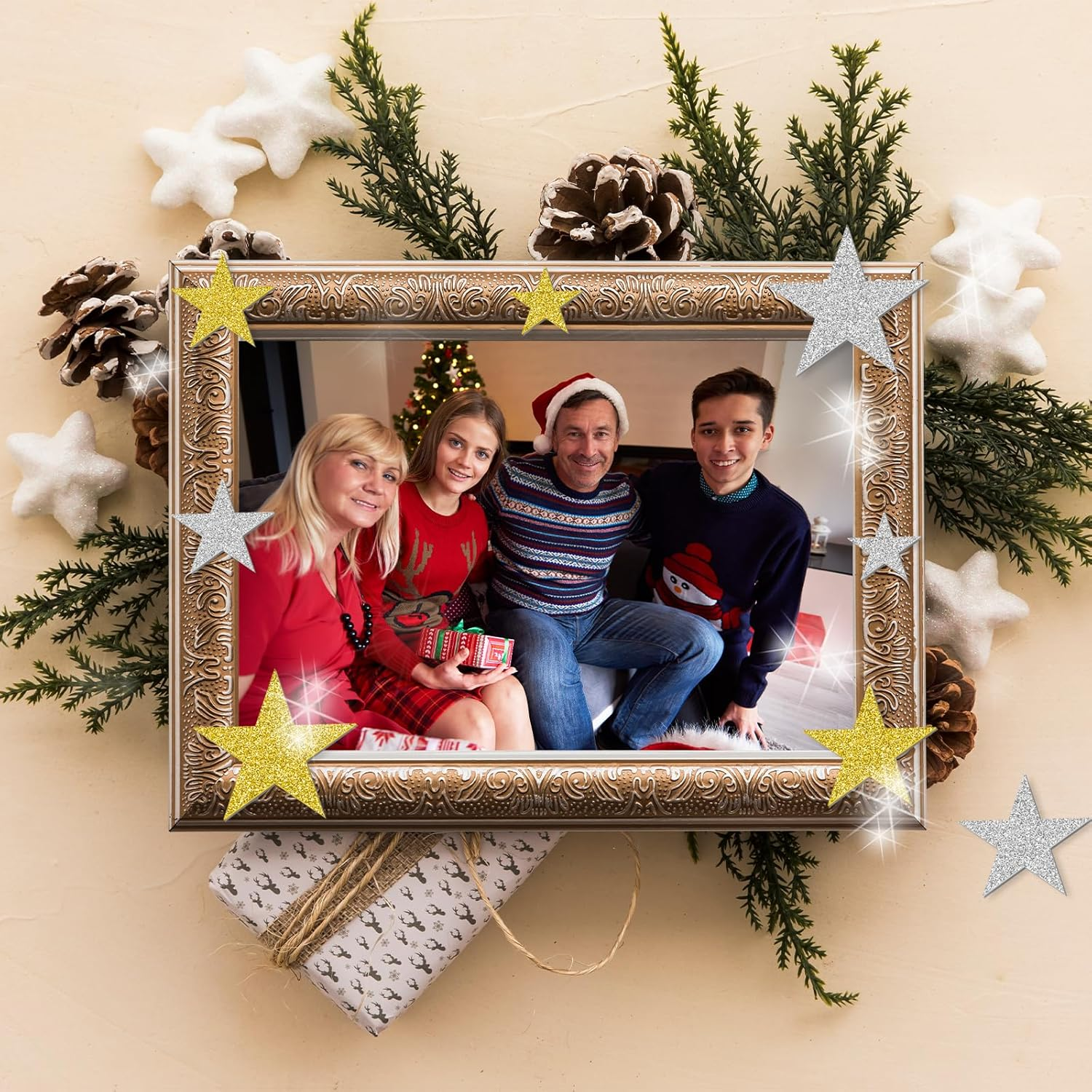 Glitter Foam Stickers, 200 PCS Self Adhesive Star Stickers for Art Craft, Scrapbooks, Greeting Cards (4 Sizes) image number 6