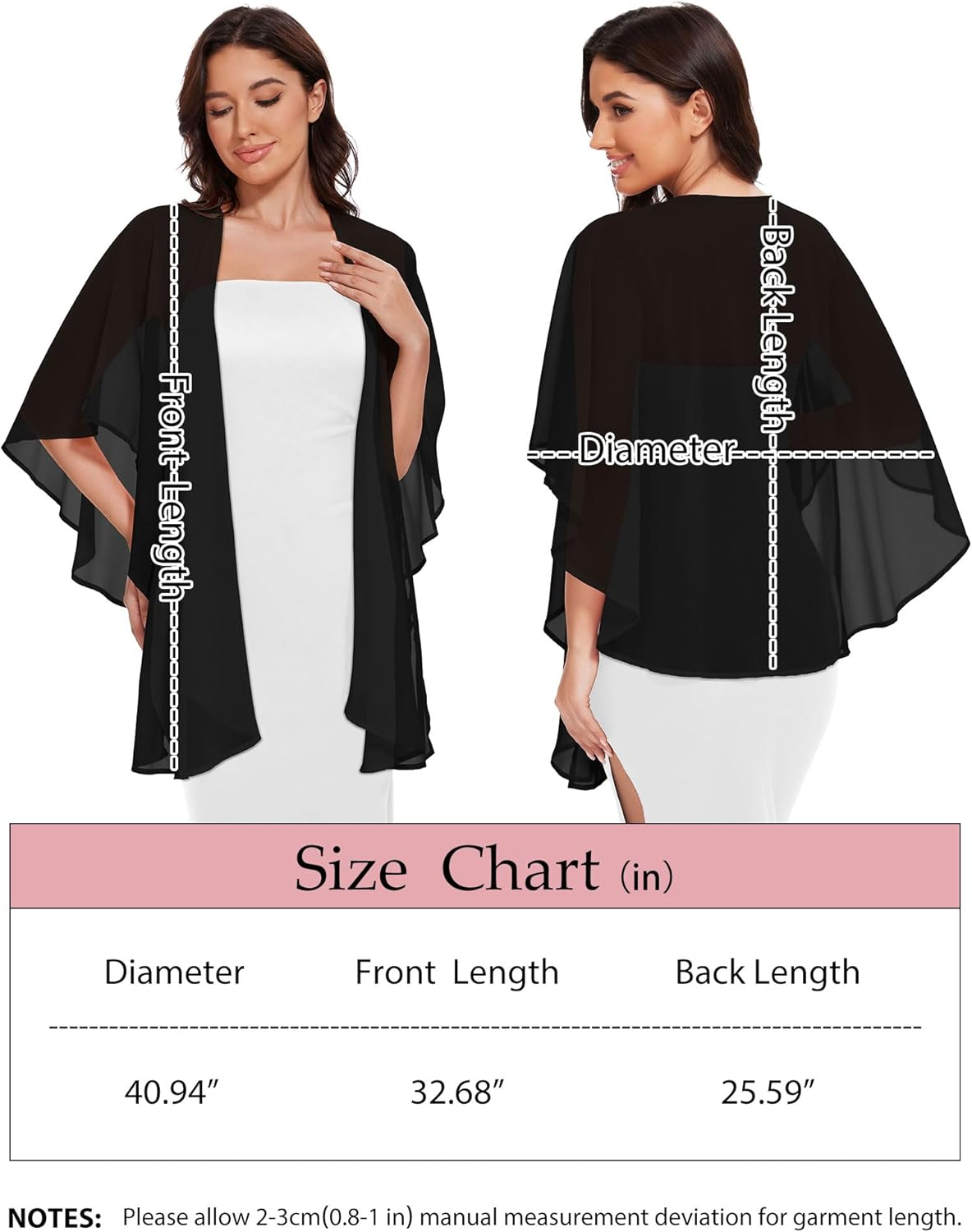 CHICGAL Shawls and Wraps for Evening Dresses Sheer Womens Chiffon Scarf Wedding Bridal Cover Up - A White image number 4