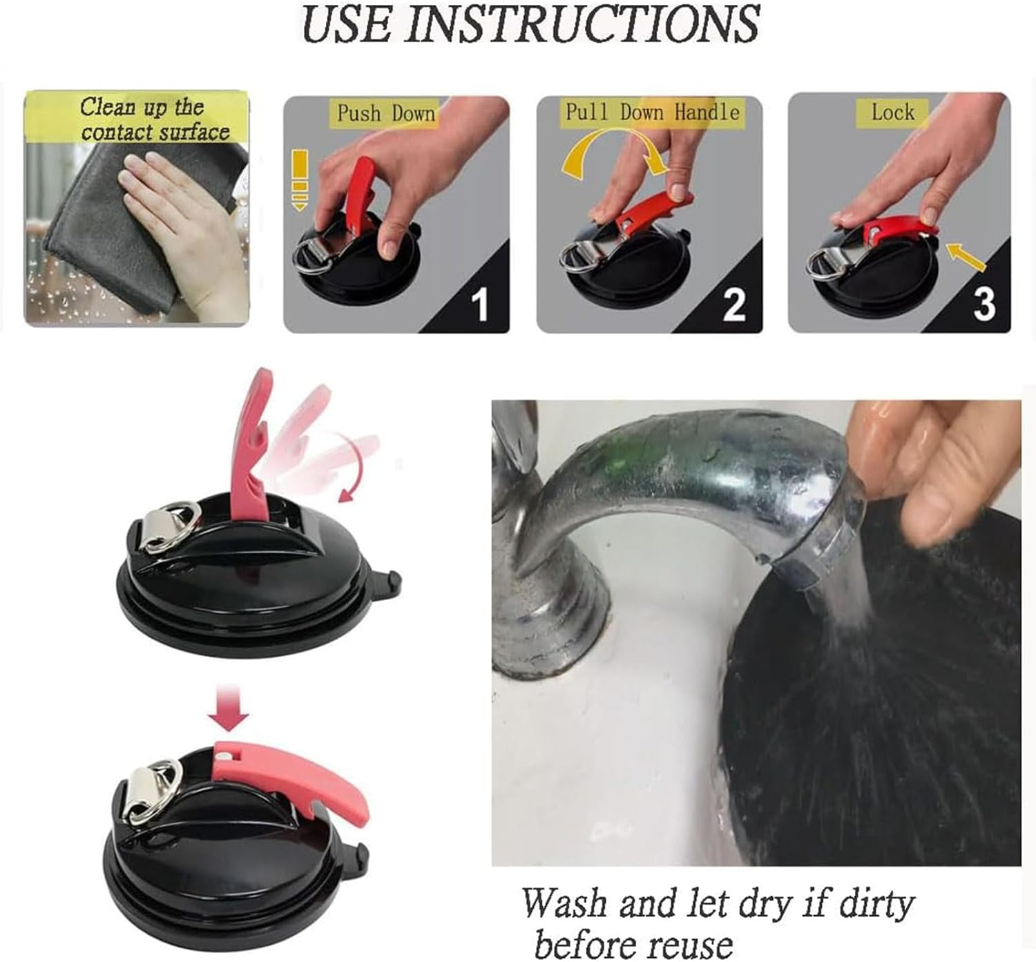 Zalizr 2 Pcs Heavy Duty Window Suction Cups, Vacuum Suction Cup Hangers with Securing Hooks, Camping Essentials Anchor for Car Side Awning, RV, Boat, Truck image number 1