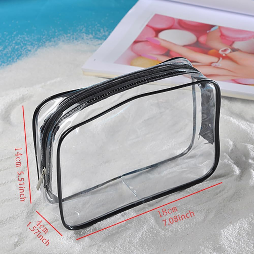 Nayiissi Clear Cosmetic Makeup Bag with Large Opening, Plastic PVC Zippered Travel Accessories Pouch Toiletry Bags for Women Men (Black), Black, with Clear Color, Everything Is Clear at a Glance image number 5