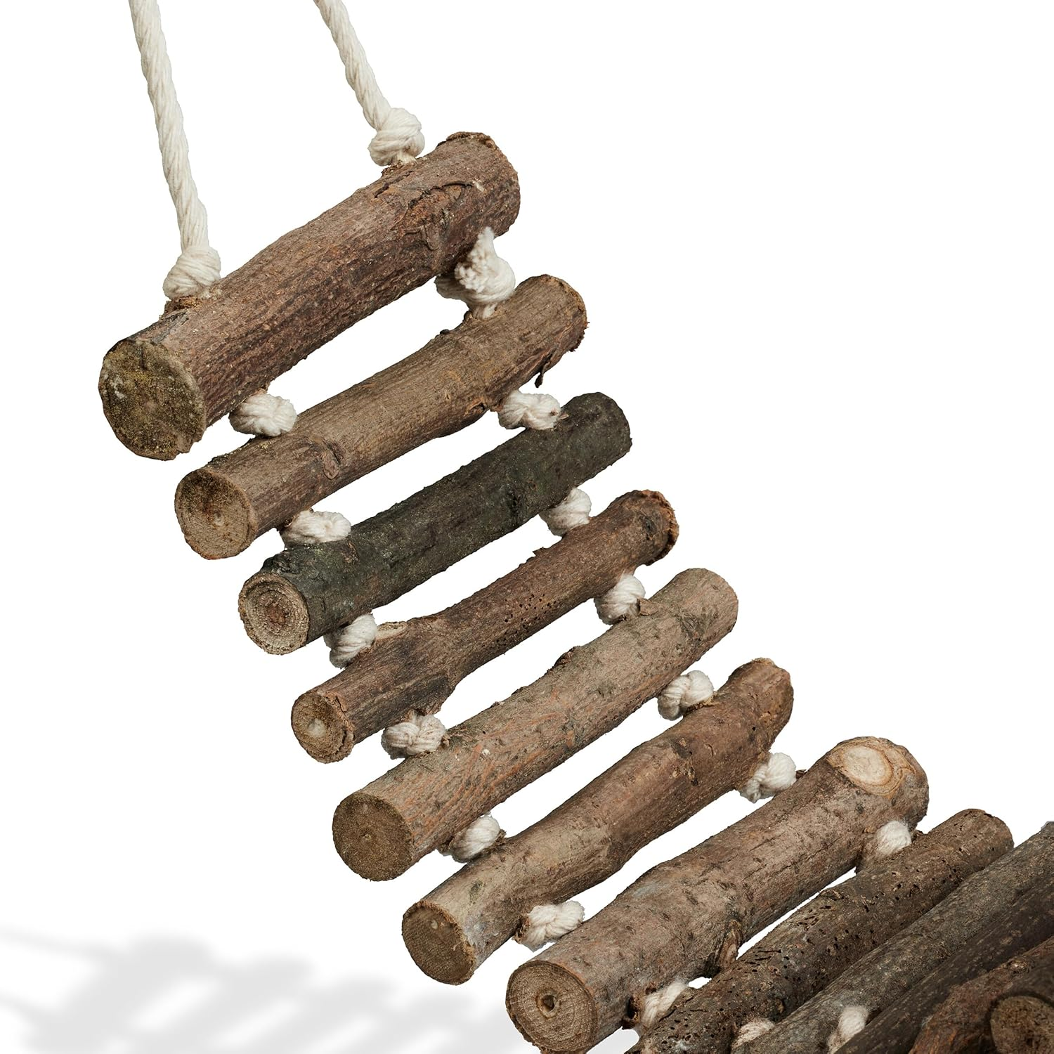 Relaxdays Bird Toy Ladder, Set of 2, Bird Cage Accessories for Budgies, Canary, Wood, Bird Ladder, Natural image number 3