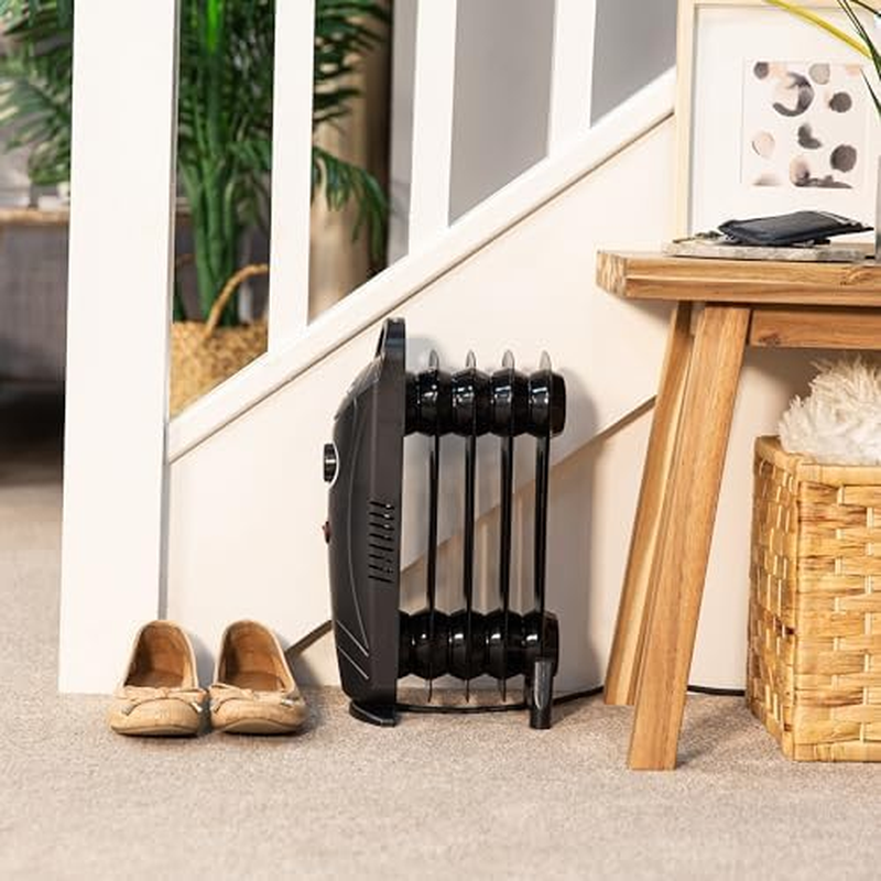 Russell Hobbs 650W Oil Heater, 5 Fin Portable Electric Heater, Black, Adjustable Thermostat, Safety Cut, Area 10M2, RHOFR3001 image number 4